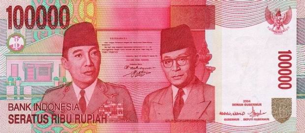 One Hundred Thousand Rupiah - Indonesia paper money 100,000 Rupiah - Front of note