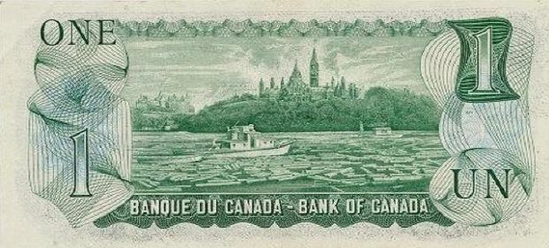 1 Dollar Canadian - paper money - One Dollar Bill