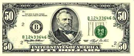 photo of fifty dollar bill American money bank note US dollar 