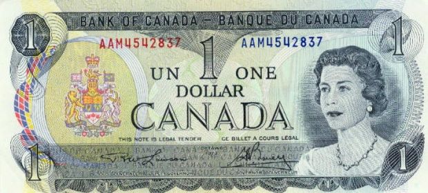 One Dollar - Canada paper money - $1 Dollar bill