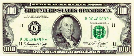 one hundred dollar bill American money bank note US dollar 